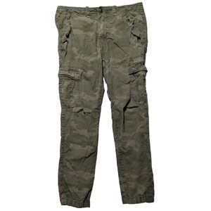 Abercrombie Fitch Green Camo Cargo Pants Wellworn Men 32 *Actual 34x28
